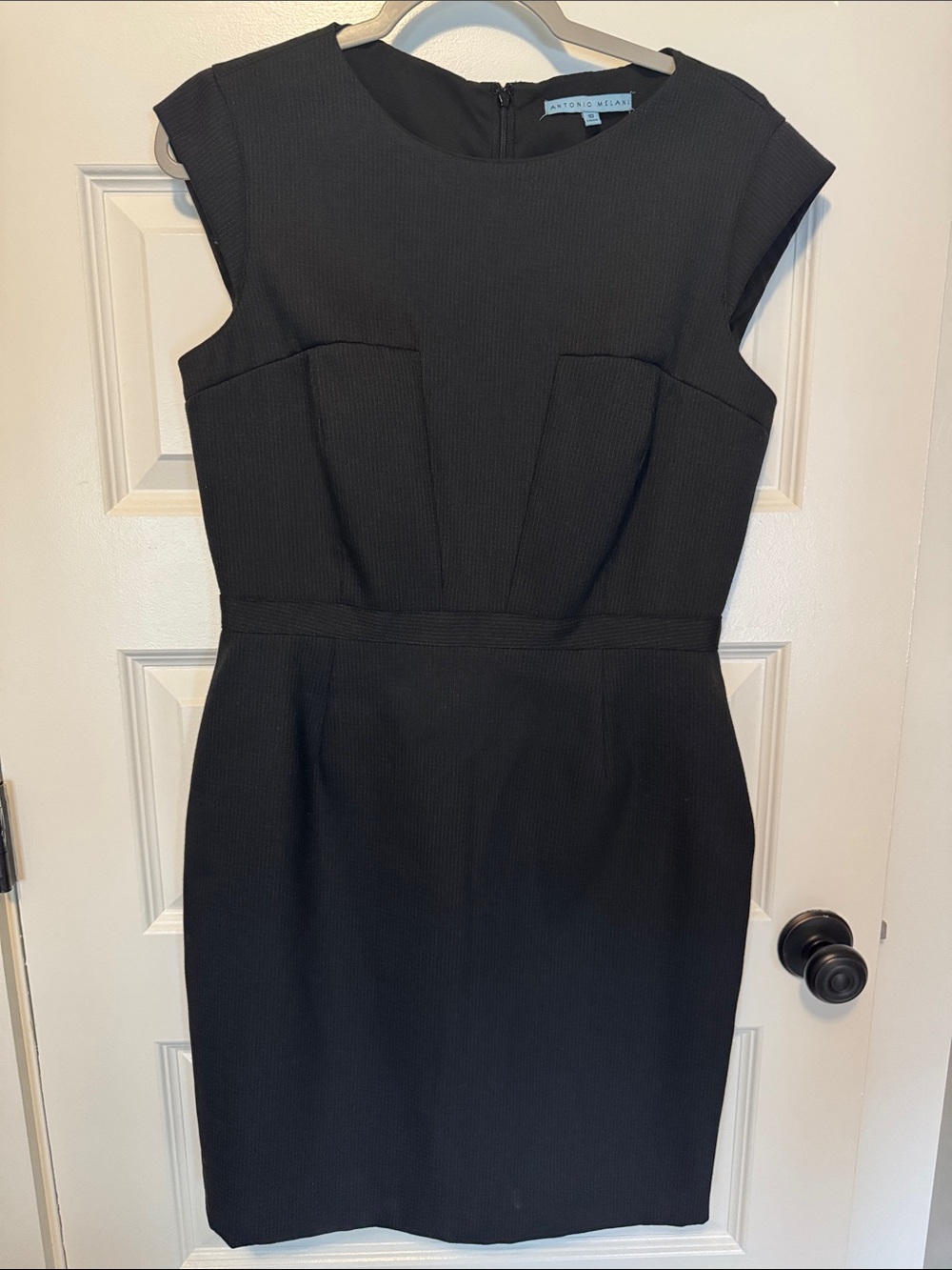 ANTONIO MELANI Black Cap-Sleeve Sheath Dress - Picture 2 of 7